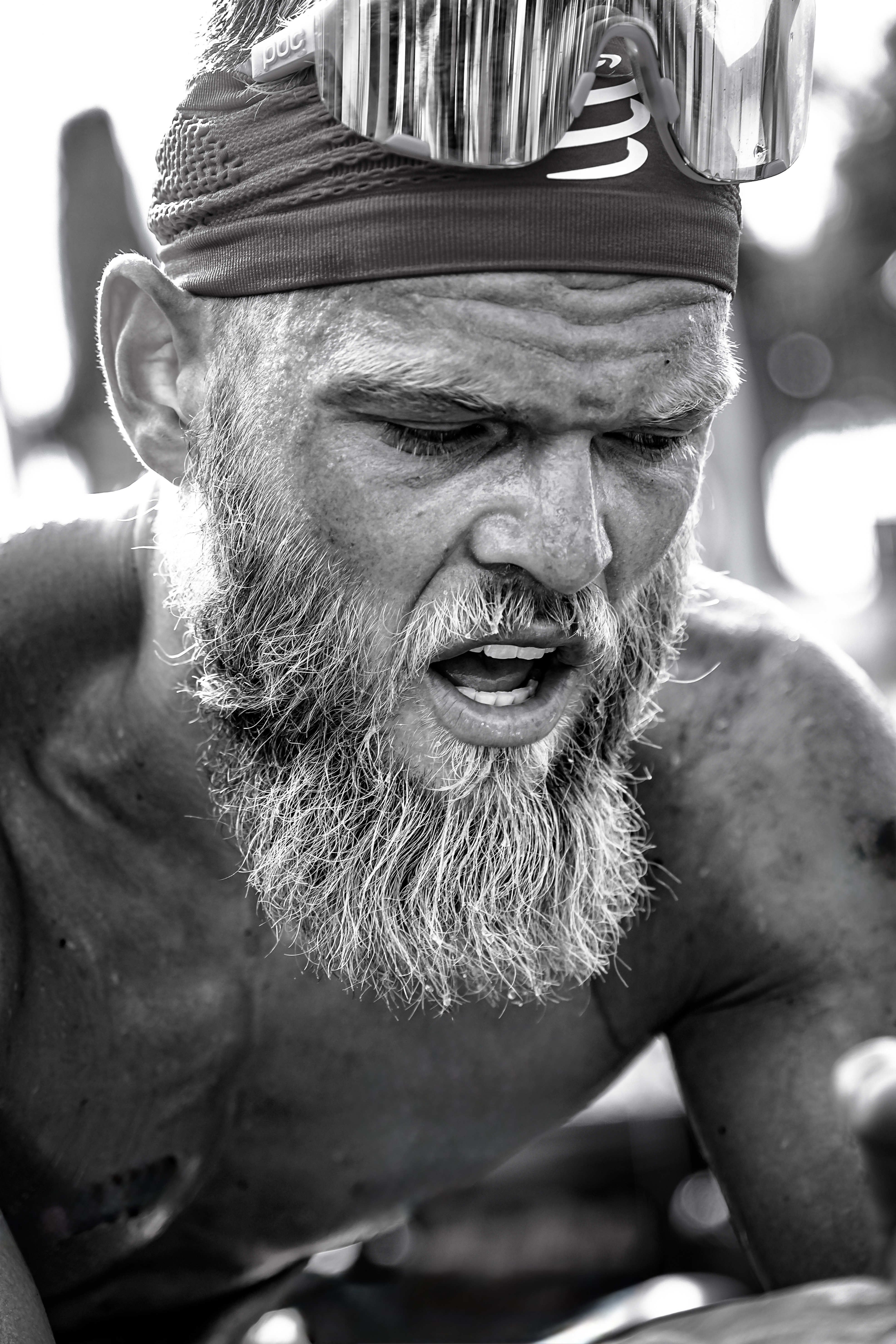 An athlete focused on the effort during an intense workout